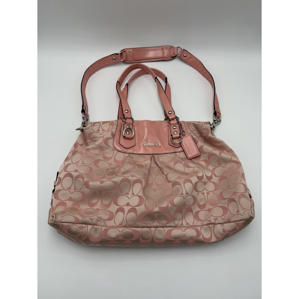 Vintage Y2K Pink Peony Coach Ashley Satin Crossbody Satchel Bag Purse Handbag